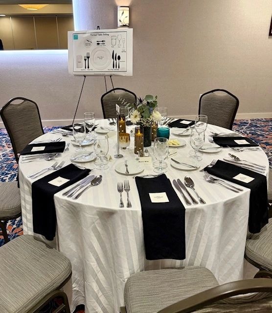 Formal table setting with etiquette diagram